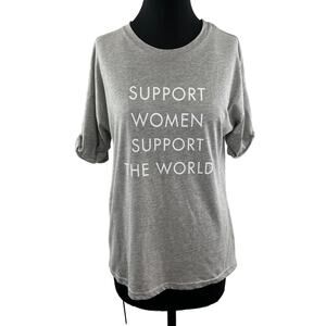 Sweaty Betty Heather Gray Top Cotton Support Women Graphic Crew Neck Sz S Small